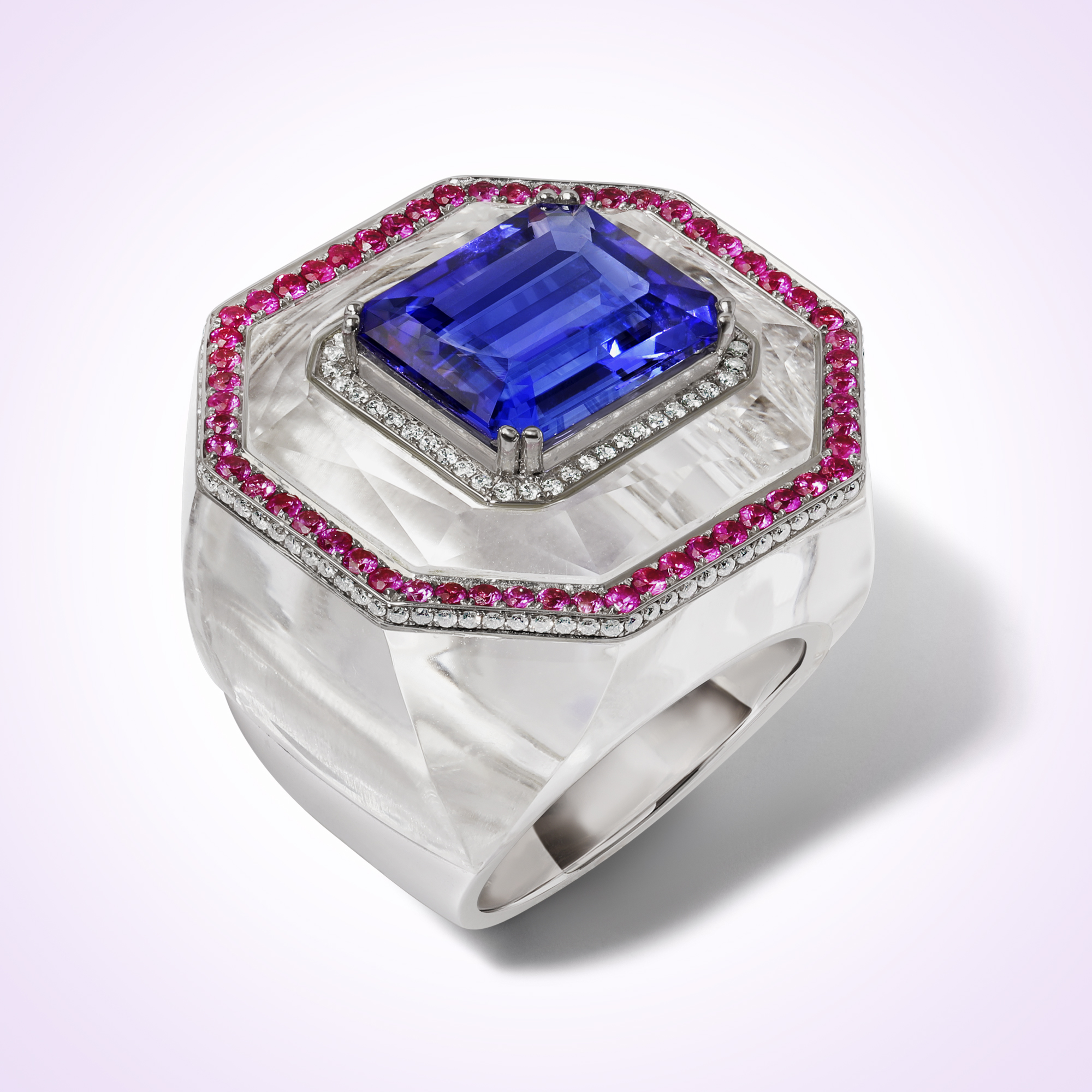 Retouched jewellery product image of blue gemstone ring with enhanced colour, clean reflections and refined finish Productpixels Singapore
