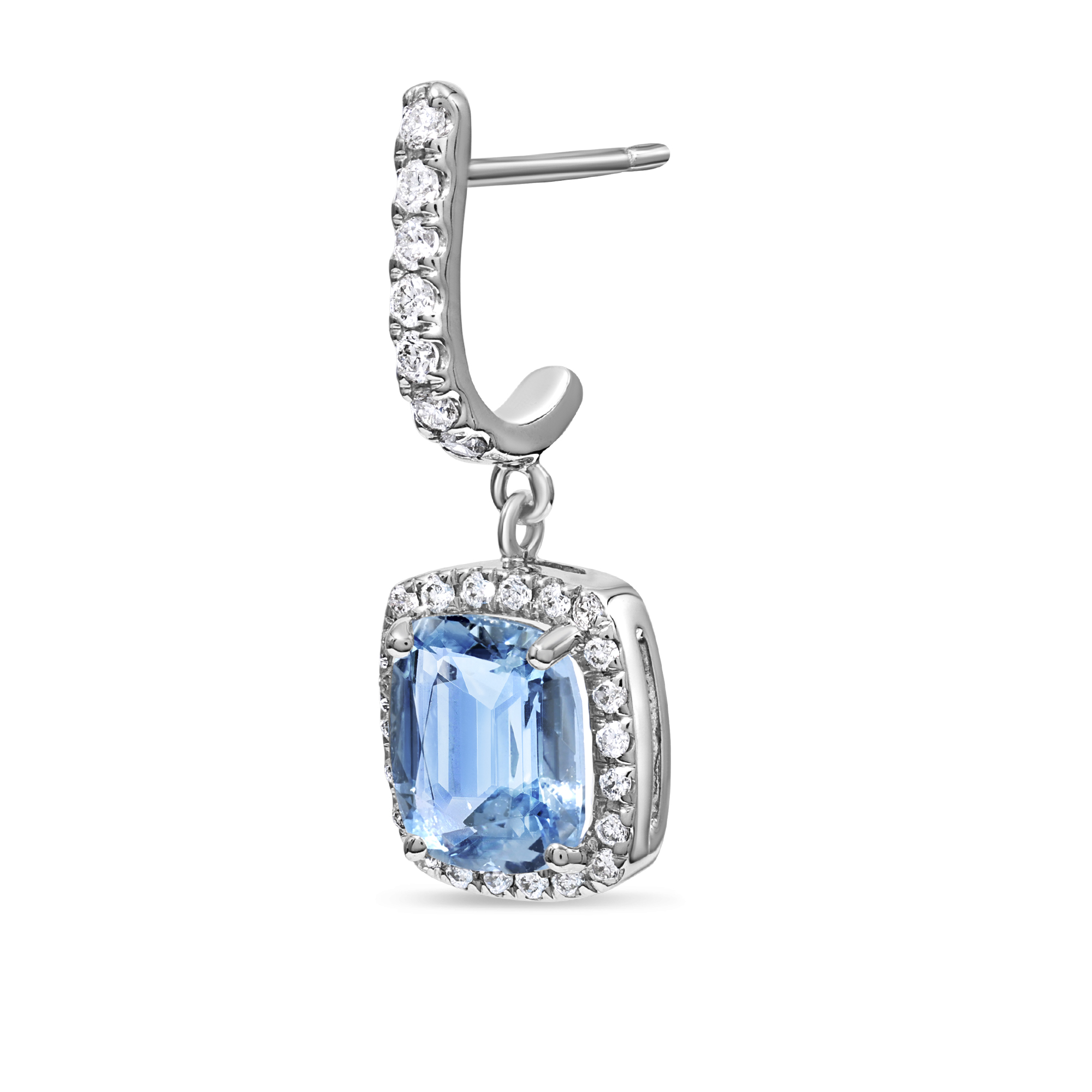 Retouched jewellery product image of blue gemstone earring with clean background, enhanced colour and refined metal finish Productpixels Singapore